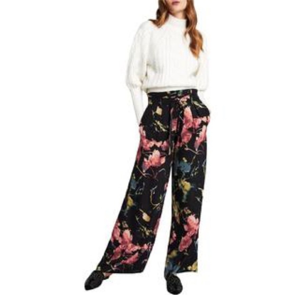 BCBG MAXAZRIA RUSTIC GROVE FLORAL WIDE LEG PANTS - Picture 3 of 4